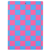 Pink Blue Checkered Karo Pattern Klemmbrett (Rückseite)
