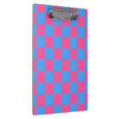 Pink Blue Checkered Karo Pattern Klemmbrett (Rechts)