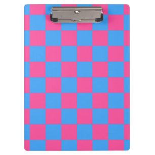 Pink Blue Checkered Karo Pattern Klemmbrett
