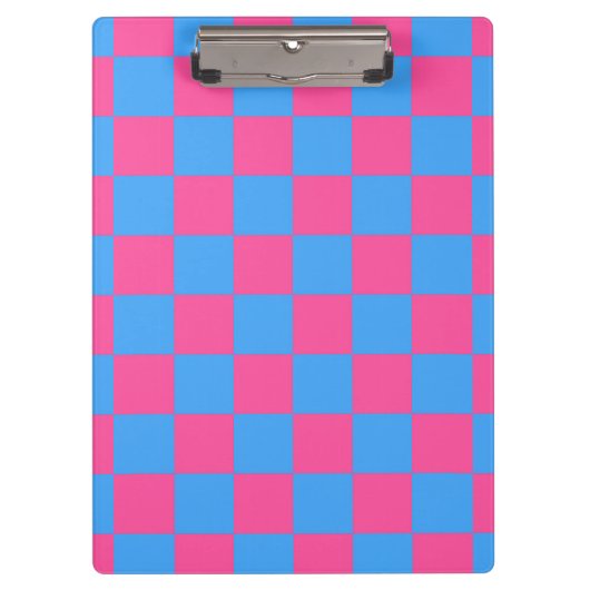 Pink Blue Checkered Karo Pattern Klemmbrett (Vorderseite)