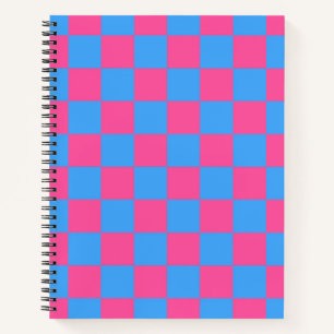 Pink Blue Checkered Karo Pattern Notizblock