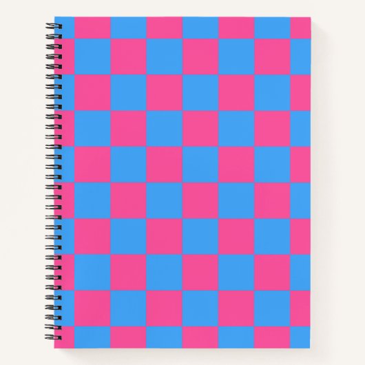 Pink Blue Checkered Karo Pattern Notizblock (Vorderseite)