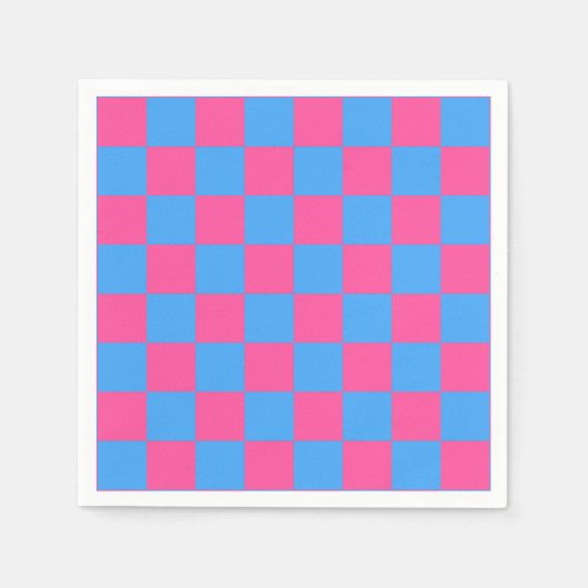 Pink Blue Checkered Karo Pattern Serviette (Vorderseite)