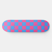 Pink Blue Checkered Karo Pattern Skateboard (Horizontal)