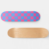 Pink Blue Checkered Karo Pattern Skateboard (Horizontal)