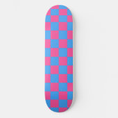 Pink Blue Checkered Karo Pattern Skateboard (Vorderseite)