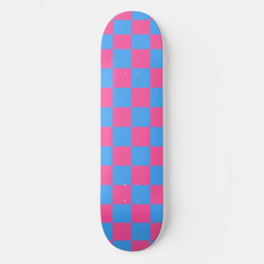 Pink Blue Checkered Karo Pattern Skateboard (Vorderseite)
