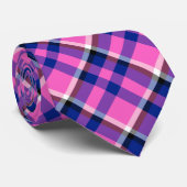Pink Blue Checkered Neck Tie Krawatte (Gerollt)