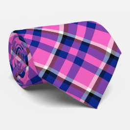 Pink Blue Checkered Neck Tie Krawatte