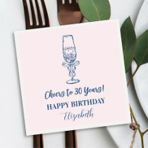 Pink & Blue Cheers bis 30 Jahre Geburtstag Napkins