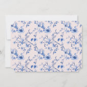 Pink & Blue Chinoiserie Bamboo Einladung (Rückseite)