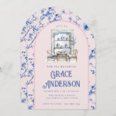 Pink & Blue Chinoiserie Einladung (Vorne/Hinten)