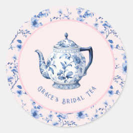 Pink & Blue Chinoiserie Teatro Sociale | Bridal Te Runder Aufkleber