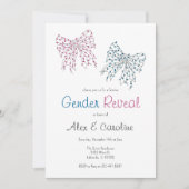 Pink Blue Christmas Bows Gender Reveal Party Einladung (Vorderseite)