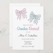 Pink Blue Christmas Bows Gender Reveal Party Einladung (Vorne/Hinten)