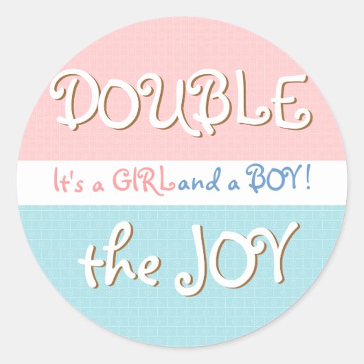 Pink & Blue Circles & Dot Twin Baby Sticker (Vorderseite)