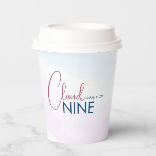 Pink Blue Cloud Nine Modernes Brautparty Pappbecher (Vorderseite)