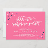 Pink Blue Confetti Es ist ein überraschendes Party Einladung (Vorderseite)