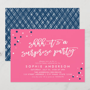 Pink Blue Confetti Es ist ein überraschendes Party Einladung