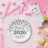 Pink Blue Confetti Graduation 2026 Pappteller (Party)