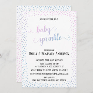Pink Blue Confetti Typografy Baby Sprinkle Einladung