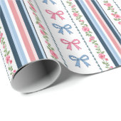 Pink Blue coquette bow Bridal Baby Shower Birthday Geschenkpapier (Rolleneckpunkt)