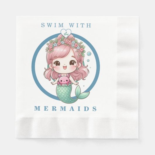 Pink Blue Coral Peach Adorable Mermaid Baby Dusche Serviette (Vorderseite)
