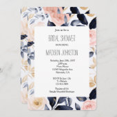 Pink Blue Cream Floral Bridal Shower Einladung (Vorne/Hinten)