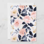 Pink Blue Cream Floral Bridal Shower Einladung (Rückseite)