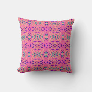 Pink Blue Cream Geometric Art Deco Throw Accent Kissen