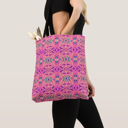 Pink Blue Cream Geometric Lebensmittelgeschäft Ges Tasche (Von Nahem)