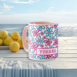 Pink & Blue Daisy Muster kundenspezifisch Sommer Tasse