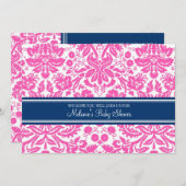 Pink Blue Damask Custom Baby Shower Einladungen (Vorne/Hinten)