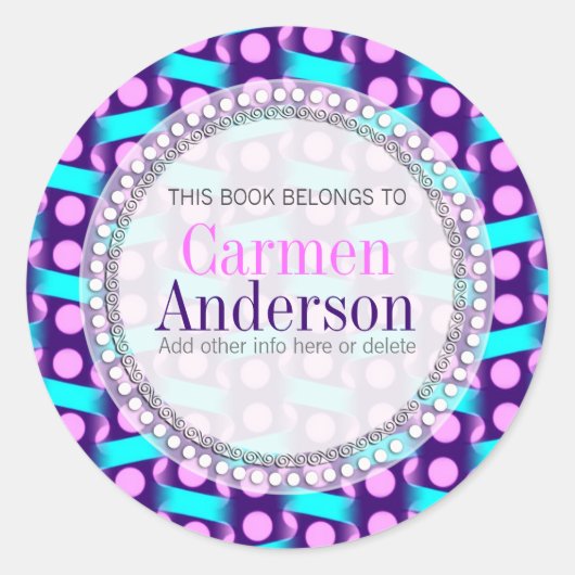 Pink Blue Dotty Pattern Geschenkpapier Buchkleber Runder Aufkleber (Vorderseite)