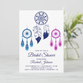 Pink Blue Dream Catcher Bridal Dusche Einladung (Stehend Vorderseite)