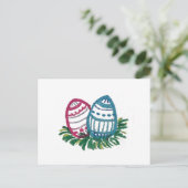 Pink & Blue Easter Eggs Postcard Postkarte (Stehend Vorderseite)