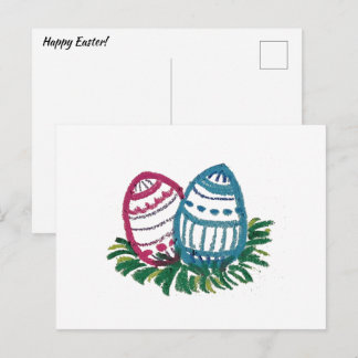 Pink & Blue Easter Eggs Postcard Postkarte