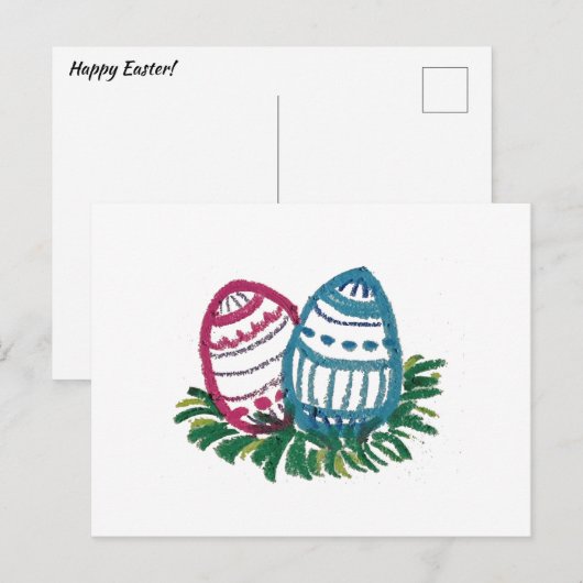 Pink & Blue Easter Eggs Postcard Postkarte (Vorne/Hinten)
