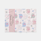 Pink Blue Elephants Rainbows Kinderzimmer Fleecedecke (Vorderseite (Horizontal))