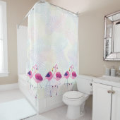 Pink & Blue Flamingos Illustration Duschvorhang (Beispiel)