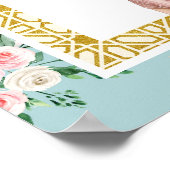 Pink Blue Floral Anand Karaj Wedding Begrüßungszei Poster (Ecke)