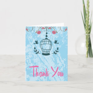 Pink & Blue Floral Birdcage Vielen Dank Dankeskarte