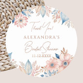 Pink Blue Floral Boho Chic Brautparty Vielen Dank Runder Aufkleber
