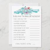 Pink Blue Floral Brautparty Game-He-she sagte Einladung (Vorderseite)