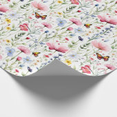 Pink Blue Floral Butterflies Babydusche Geschenkpapier (Ecke)