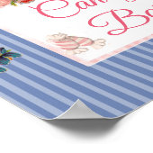 Pink & Blue Floral Candy Bar Wedding Sign Poster (Ecke)