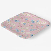 Pink Blue Floral coquette Birthday Pappteller (Gewinkelt)