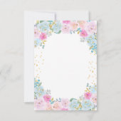 Pink Blue Floral Gender Reveal Baby Dusche Dankeskarte (Rückseite)