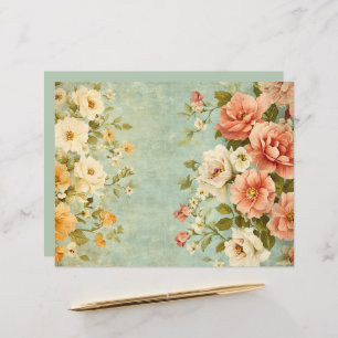 Pink Blue Floral Junk Journal Scrapbook Paper