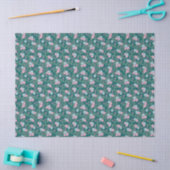 Pink & Blue Floral Pattern on Teal – Modern Seidenpapier (Basteln)